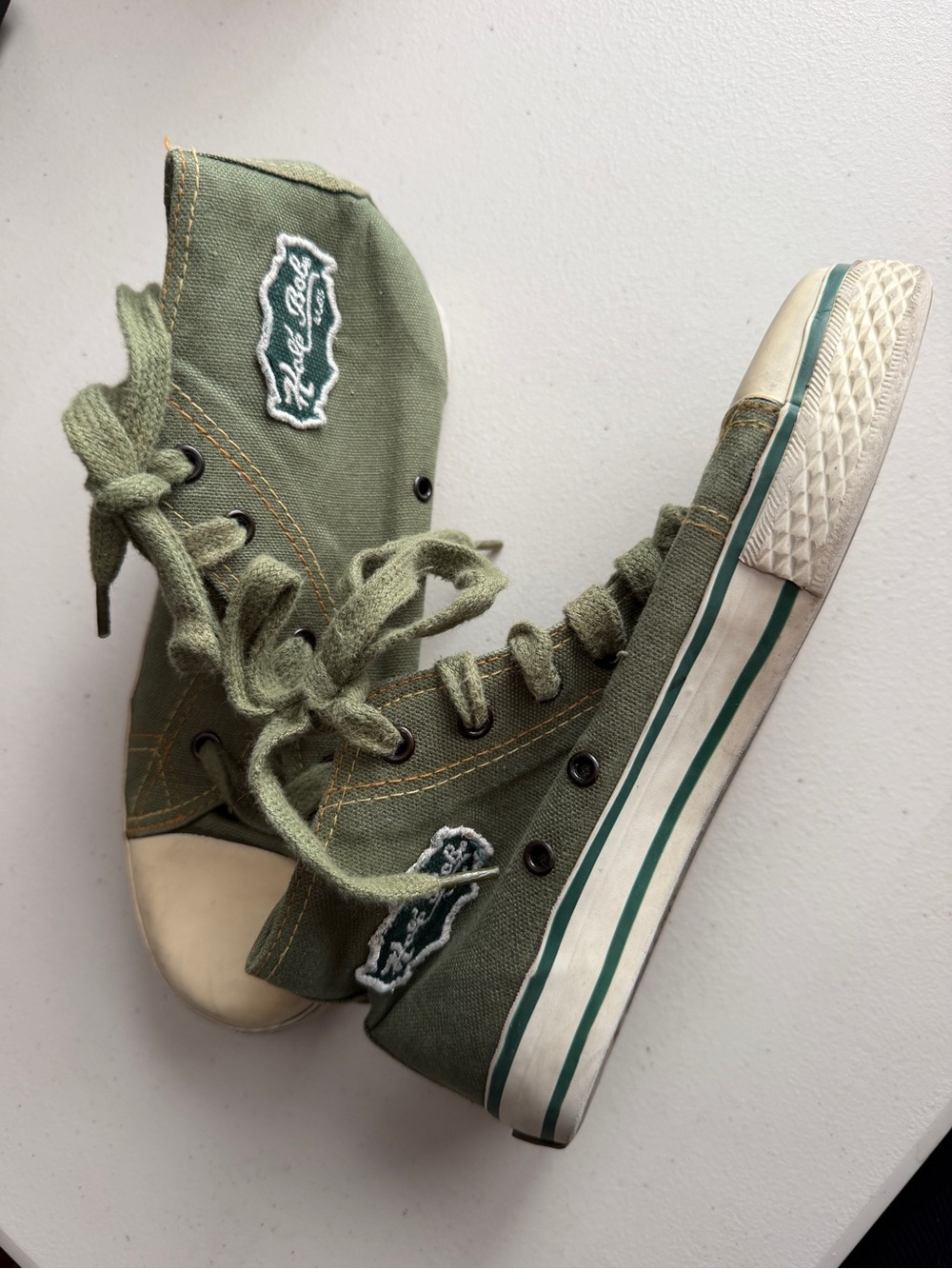 👧🏻💚👟HALE’ BOB Army Green🪖Canvas Hightop Sneakers